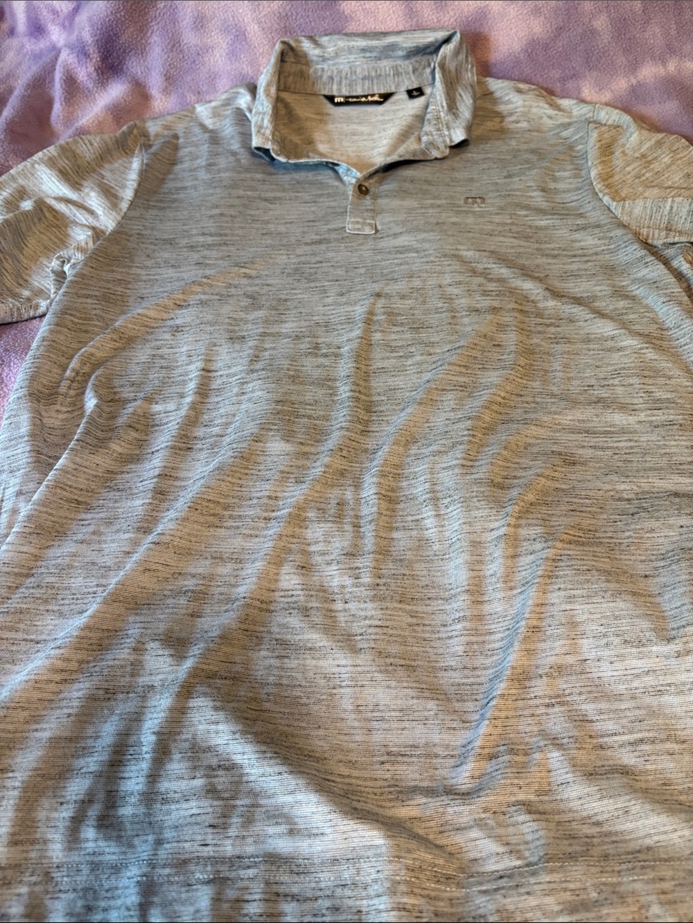 Travis Mathew Heathered Light Gray Men's Polo